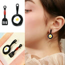 1 Pair Cute Shovel Pan Fried Egg Stud Earrings Women Girls Funny Gifts Jewelry
