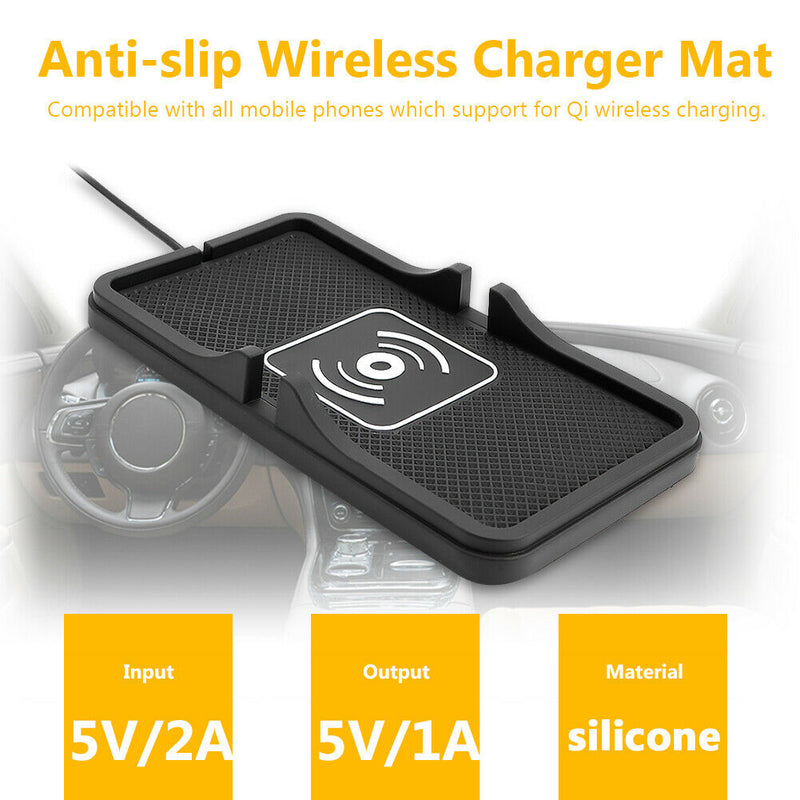 Qi Car Wireless Charger Charging Pad Dock Station Silicone Phone Holder Stand