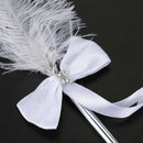 Bowknot Wedding Signing Pen White Ostrich Feather Pen with Diamante