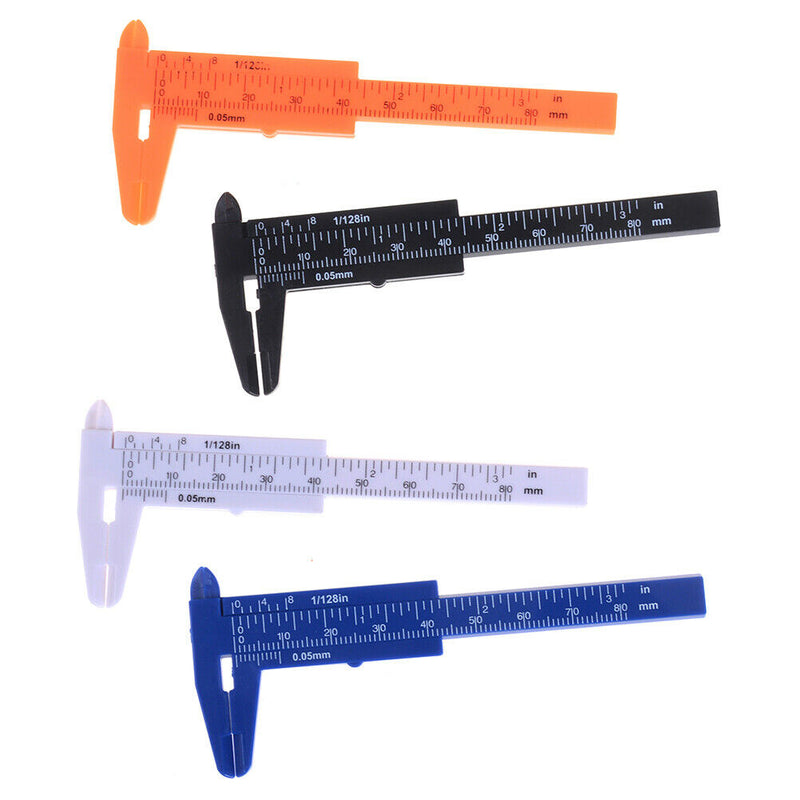 1x Mini sliding vernier caliper plastic measure ruler gauge double scale 80mm Cy