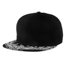WuKe Embroidery Snapback, Baseball Hat Flat Brim Hip Hop Caps, Black Patter