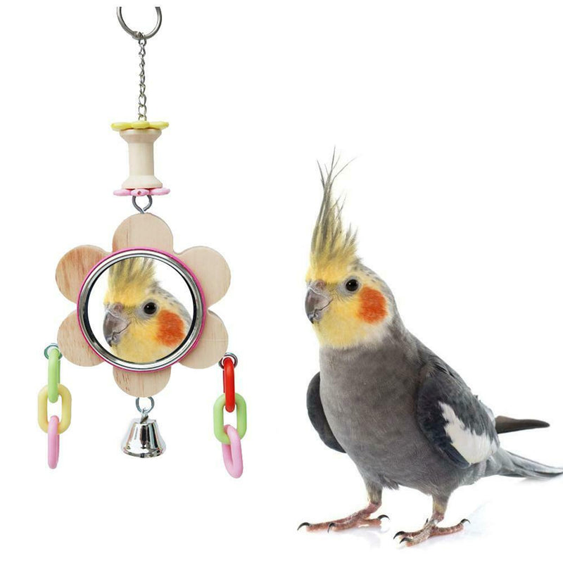Mirror Parrot Stand Swing Bar Ladder GFIE Bird Toys With Bells Bird
