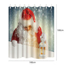 Bathroom Fabric Shower Curtain 9 Hook Sets Water Resistant Various Pattern Panel