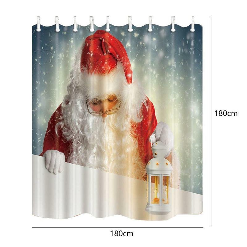 Bathroom Fabric Shower Curtain 9 Hook Sets Water Resistant Various Pattern Panel