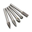 5pcs/set Tungsten Carbide Rotary File Burr Rasp Drill Grinding Wood Grinder A