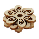 20pcs Unpainted Hollow Flower Shape Unfinished Wooden Slices DIY Crafts 35mm