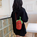 Cute Strawberry Shape Hand-Knitted Shoulder Bag Messenger Bag Fruit Bag Pas