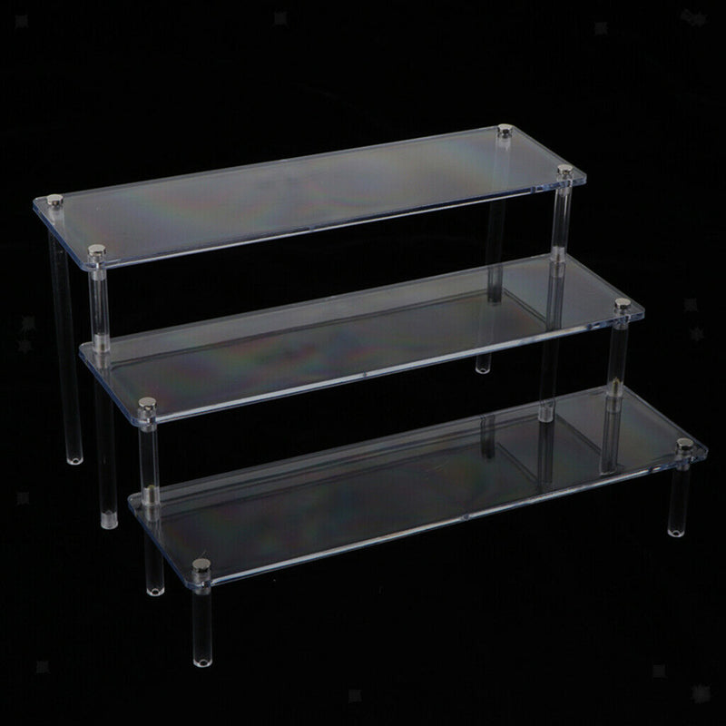 2x 3-Tier Clear Acrylic Rack Perfume Makeup Ladder Display Stand Risers Shelf