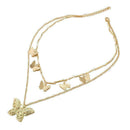 Elegant Double Layer Butterfly Choker Chain Pendant Favor Girl Women Neckla F1S3