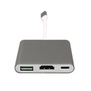 3 In 1 Hub USB C Type C to 4K HDMI USB 3.0 PD Adapter for Projector Gray