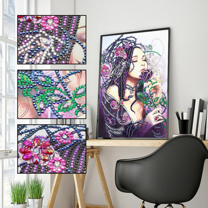 5D DIY Special Shaped Diamond Painting Girl Cross Stitch Mosaic Craft Kit