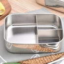 Portable 3 Grid Stainless Steel Lunch Box Tableware Food Container Single L