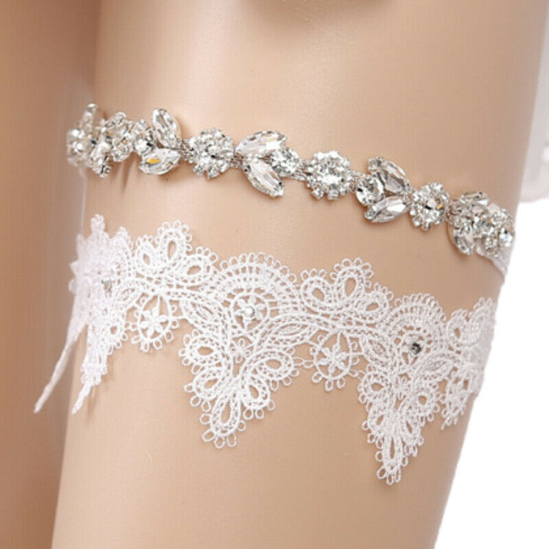 Women Rhinestone Lace Leg Wedding Garter Thigh Ring Belt Bridal Accessories P Gw