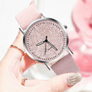 Women Casual Quartz Minimal Leather Round Dial Analog Wristwatch (Pink)
