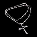Fashion Movie Men Clavicle Chain Rhinestone Cross Pendant Collar Necklace