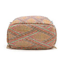 Straw Small Backpacks Women Stripe Print Shoulder School Bags (Dark Brown)