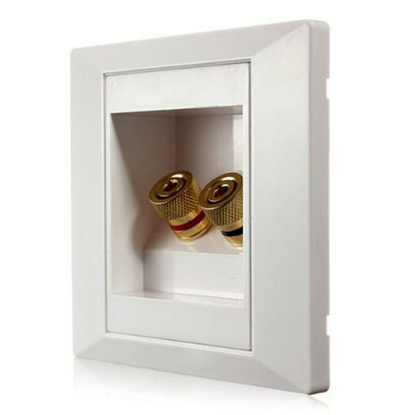 SODIAL(R)Wall Socket Connection Port with 2 Jack Speaker White E6N6