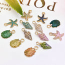 13Pc/Set Mixed Starfish Conch Shell Metal Charms Pendant DIY Jewelry Making Xmas