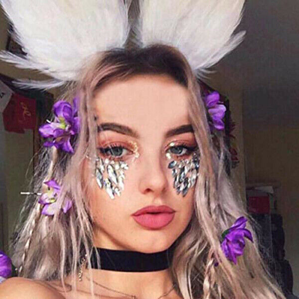 6 Sets Face Gems Rhinestone Mermaid Face Jewels Tattoo - Face Crystal Stick E9R9