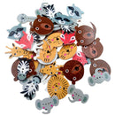 50pcs Assorted Animal Flatback Wooden 2 Holes Buttons for Sewing Craft Decor