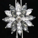 Women Cubic Flower Long Adjustable Chain Pendant Sweater Necklace (White +  Y7Z5