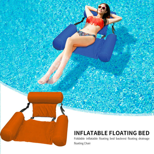 Inflatable Foldable Floating Row Beach Swimming Pool Water Hammock (Orange)