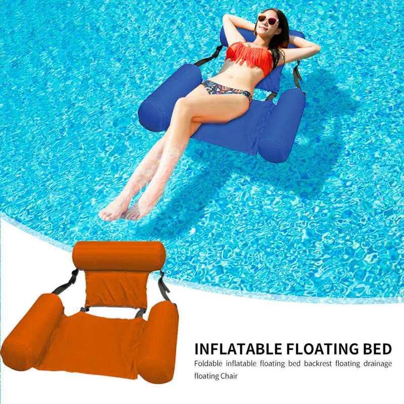 Inflatable Foldable Floating Row Beach Swimming Pool Water Hammock (Orange)