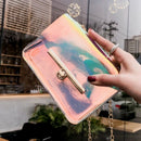 Women PVC+PU Chain Bag Transparent Clear Tote Shoulder Crossbody Handbag Ba