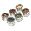 6 Pieces Magnetic Stainless Steel Spice Pot Herb Jar Storage Holder Cook Stand