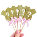 Golden Glitter Gender Reveal Cupcake Toppers, Gender Reveal Baby Shower Par