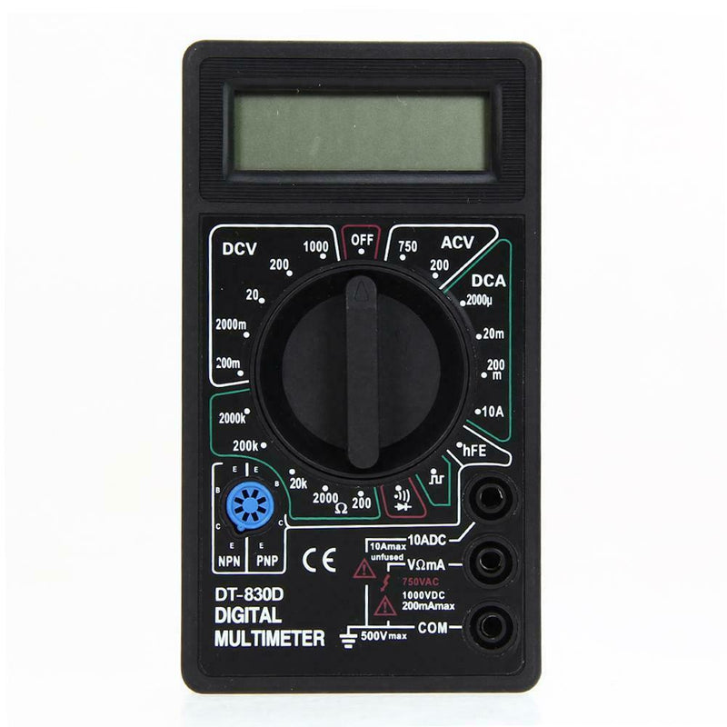 Digital Multimeter Ohm Voltmeter Ammeter AVO Meter DT830D Test Leads LCD