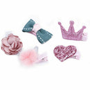 5 Pcs Cute Baby Girls Hair Clips Handmade Fabric Bowknot Crown Hairpins Tod