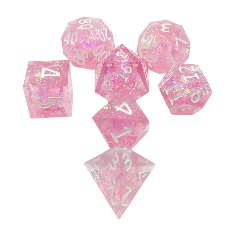7PCS/Set DND MTG RPG Polyhedral Game Dices D4 D6 D8 D10 D12 D20 Pink