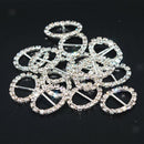 16pcs Diamante Rhinestone Oval Buckle Invitation Ribbon Slider Craft 10x20mm