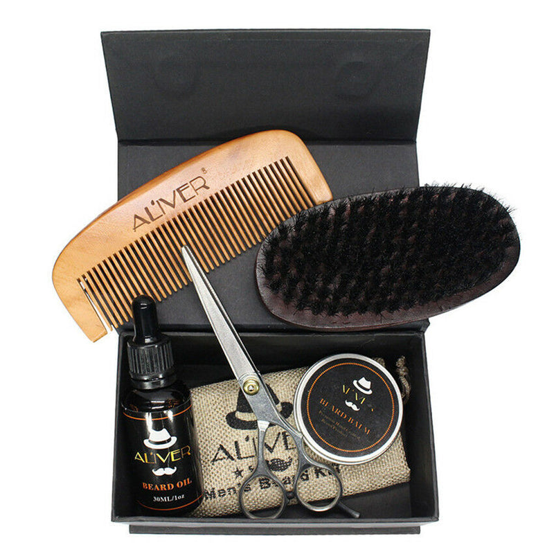 Beard Grooming Travel Kit Oil Balm Scissors comb Mini bag Men Mustache Care Kit