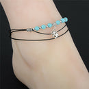 Turquoise Elephant Rope Multi-Layer Handmade Leathe Anklet Chain Bracelet Lad Gw