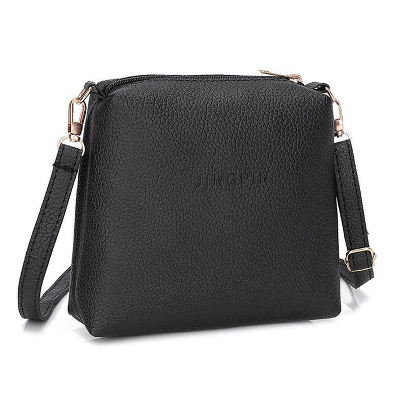 Portable Casual Women Leather Mini Sling Pure Messenger Bags (Black)