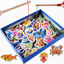 Kids Wooden Double Sided Magnetic Fishing Toys Kit+ 32pcs various sea a MKW