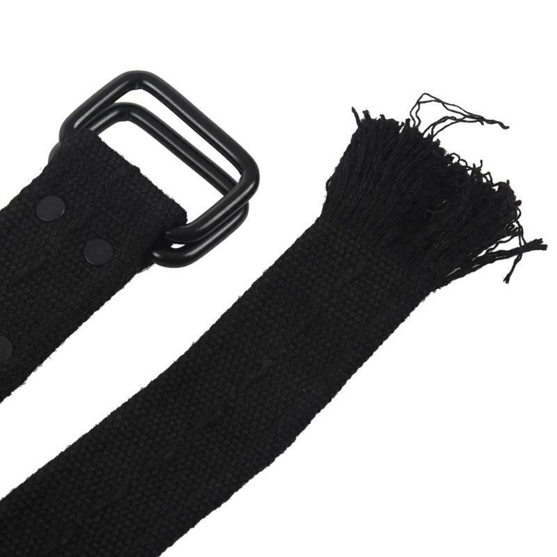 Men Women Unisex Thick Canvas Web Woven Stretch Braided Belt With D-Ring Cl W2S2