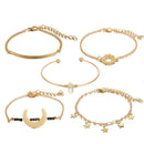5pcs Retro Shell Flower Bracelet Slice Bangles Women Jewelry Gift (Style 4) A