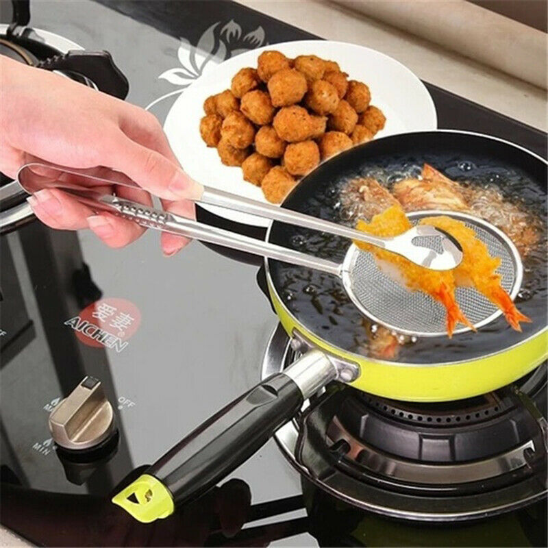 1 Stainless Steel Fried Food Filter Scoop Food Clip and Screen Kitchen ToolB Hn