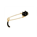 2pcs White Black Enamel Cat Brooch Pin Large Safety Pin Men Woman Jewelry