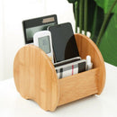 3 Grid Bamboo Remote Control Storage Box Stationery Headphone Cable Cell Ph T9X4