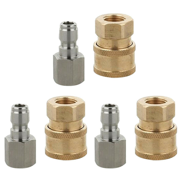 6pcs 1/4 inch Male and Female Pressure Washer Hose Connectors Quick Coupler