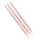 3Pcs Nail Art Liner Brushes 11,15,20mm Fine Tips For Short Strokes Detailing