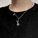 Women Men Fashion Pendant Rabbit Necklace Stainless Steel Geometric Gift Hip Hop