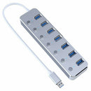 Alumunium 3.0 Hub Super Speed 7 Ports External Micro-USB Hub Splitter Porta