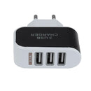 3USB EU Plug LED Mobile Phone Charger Multi-Head Travel Charger(2A)(Black)