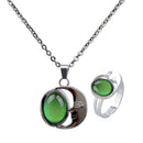 Color Change Jewelry Set, Round Moon Pendant Feeling Emotion Choker Mood Pendant