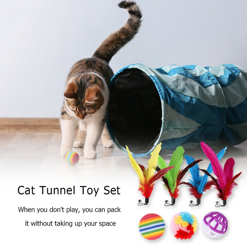 14pcs Cat Tunnel Toys Set Funny Pet Puzzle Collapsible Channel Playing Tube